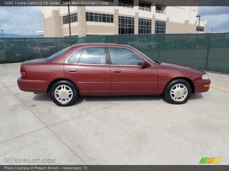 Dark Wine Red Pearl / Gray 1993 Toyota Camry LE V6 Sedan