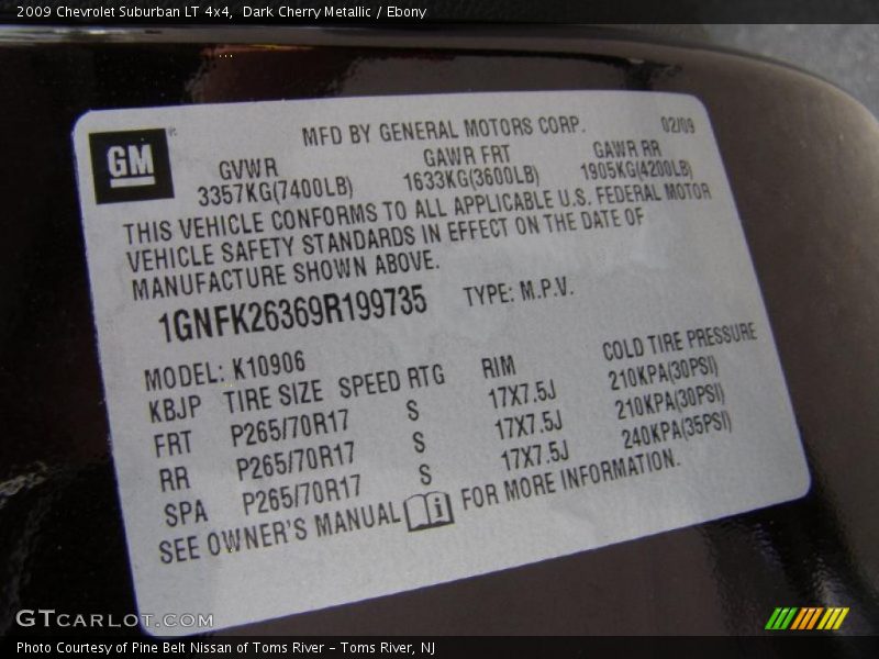 Dark Cherry Metallic / Ebony 2009 Chevrolet Suburban LT 4x4