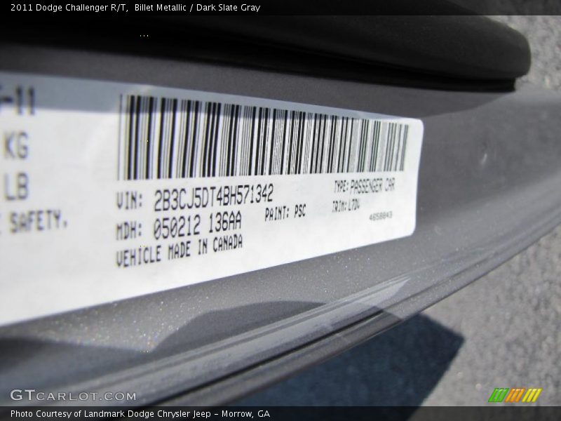 Billet Metallic / Dark Slate Gray 2011 Dodge Challenger R/T