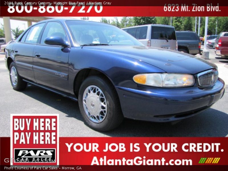 Midnight Blue Pearl / Medium Gray 2001 Buick Century Custom