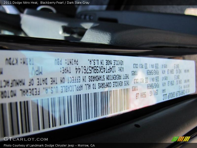 Blackberry Pearl / Dark Slate Gray 2011 Dodge Nitro Heat