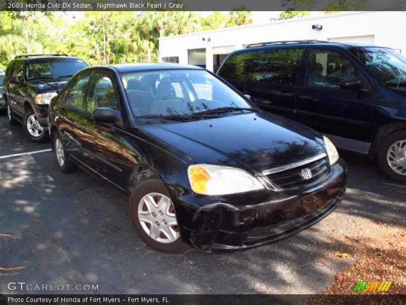 Nighthawk Black Pearl / Gray 2003 Honda Civic DX Sedan
