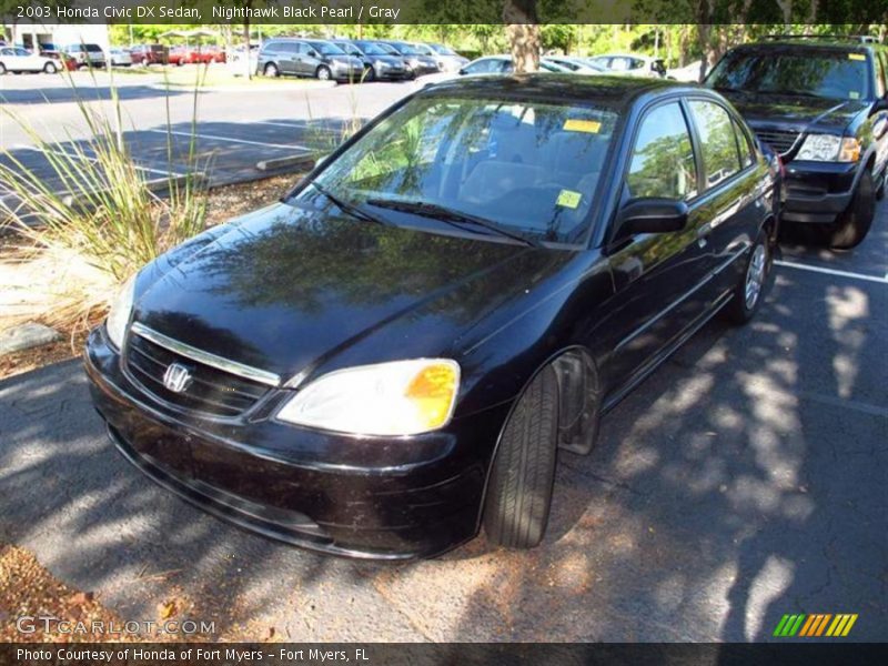 Nighthawk Black Pearl / Gray 2003 Honda Civic DX Sedan