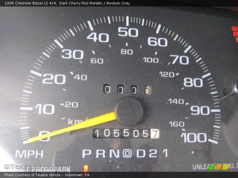 Dark Cherry Red Metallic / Medium Gray 1996 Chevrolet Blazer LS 4x4