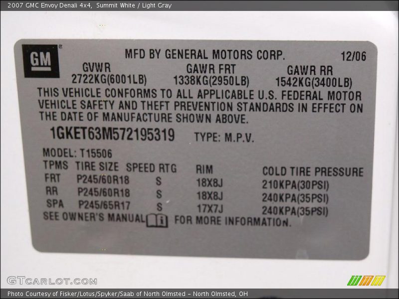 Summit White / Light Gray 2007 GMC Envoy Denali 4x4