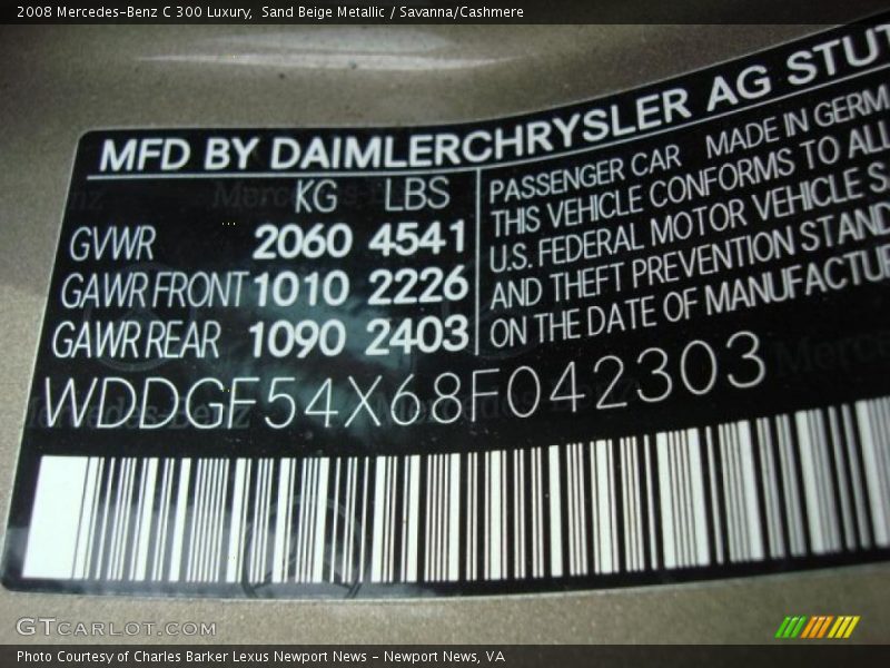 Sand Beige Metallic / Savanna/Cashmere 2008 Mercedes-Benz C 300 Luxury