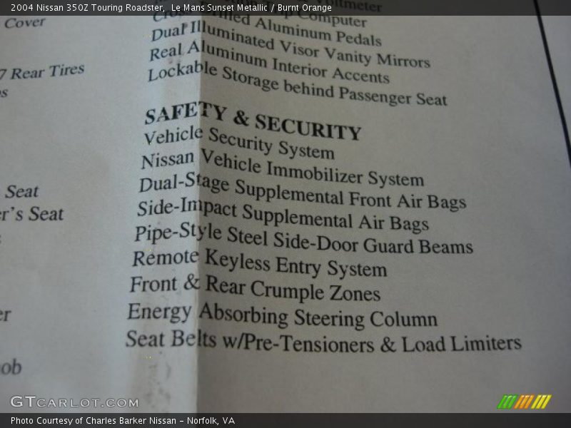 Le Mans Sunset Metallic / Burnt Orange 2004 Nissan 350Z Touring Roadster