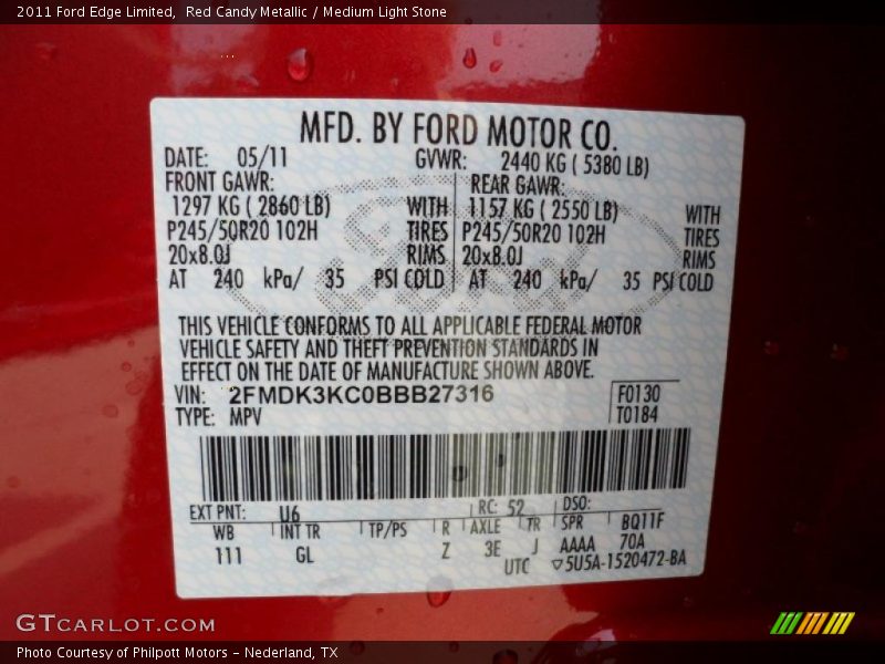Red Candy Metallic / Medium Light Stone 2011 Ford Edge Limited