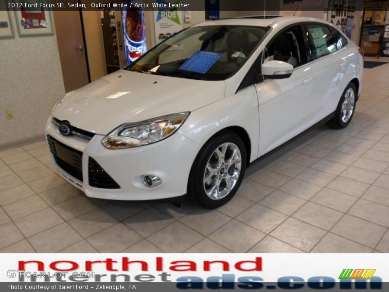 Oxford White / Arctic White Leather 2012 Ford Focus SEL Sedan