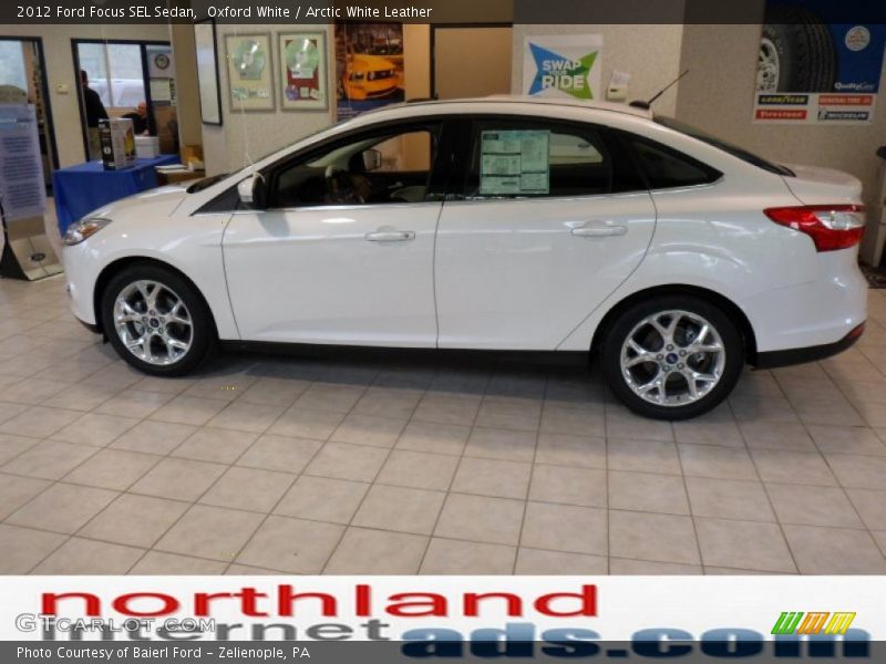 Oxford White / Arctic White Leather 2012 Ford Focus SEL Sedan