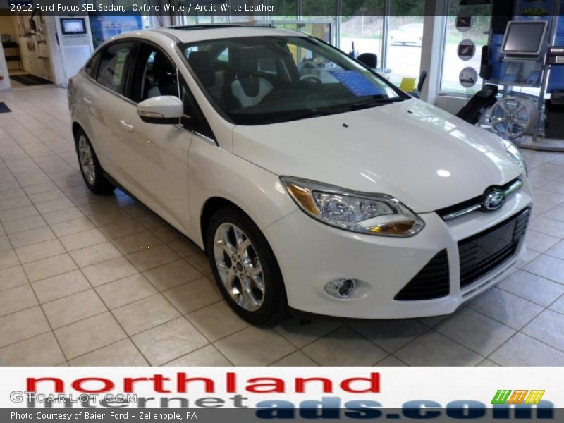 Oxford White / Arctic White Leather 2012 Ford Focus SEL Sedan
