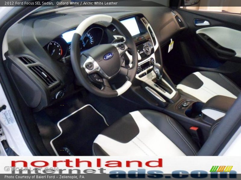 Oxford White / Arctic White Leather 2012 Ford Focus SEL Sedan