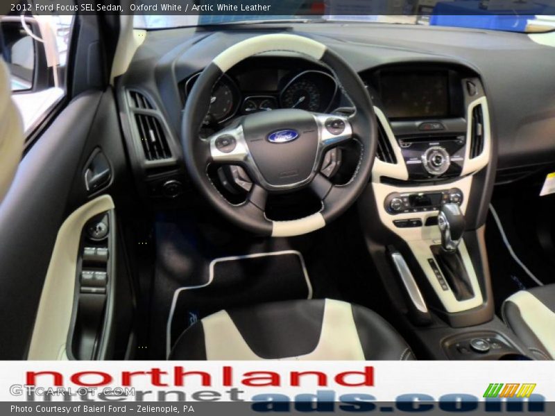 Oxford White / Arctic White Leather 2012 Ford Focus SEL Sedan