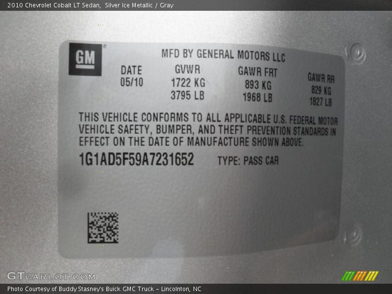 Silver Ice Metallic / Gray 2010 Chevrolet Cobalt LT Sedan