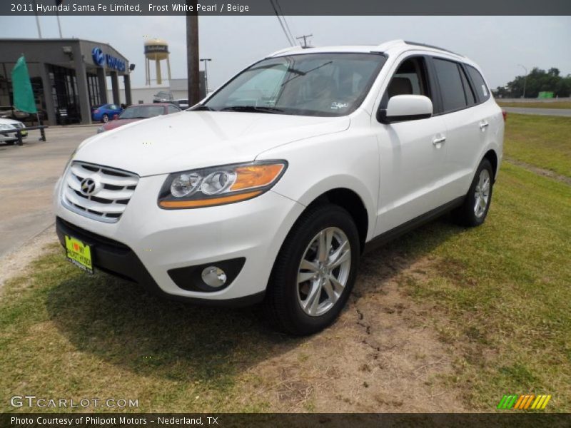 Frost White Pearl / Beige 2011 Hyundai Santa Fe Limited