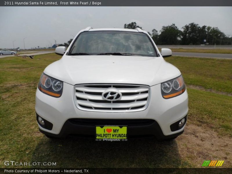 Frost White Pearl / Beige 2011 Hyundai Santa Fe Limited