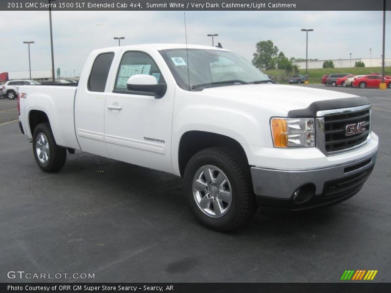Summit White / Very Dark Cashmere/Light Cashmere 2011 GMC Sierra 1500 SLT Extended Cab 4x4