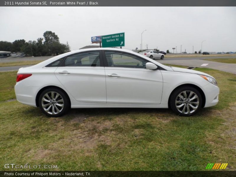 Porcelain White Pearl / Black 2011 Hyundai Sonata SE