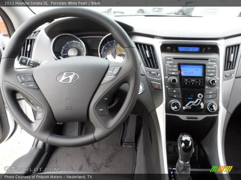 Porcelain White Pearl / Black 2011 Hyundai Sonata SE