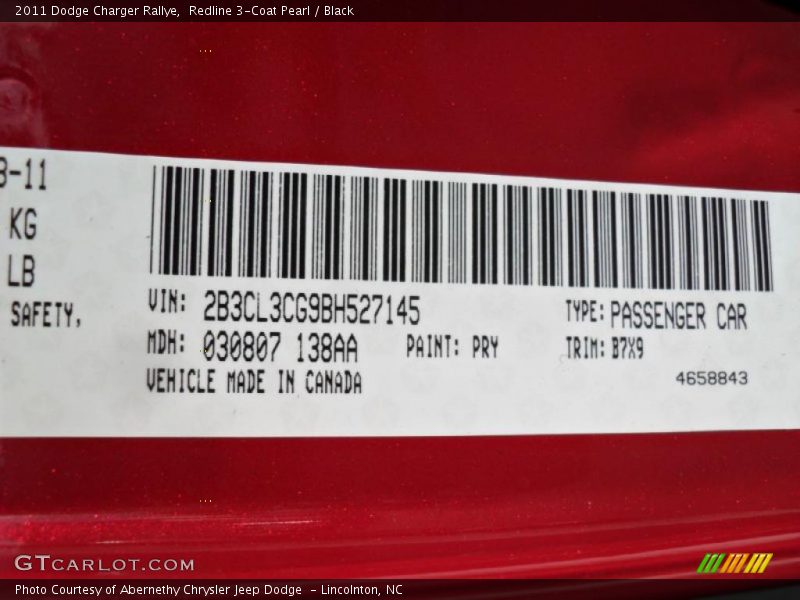 Redline 3-Coat Pearl / Black 2011 Dodge Charger Rallye