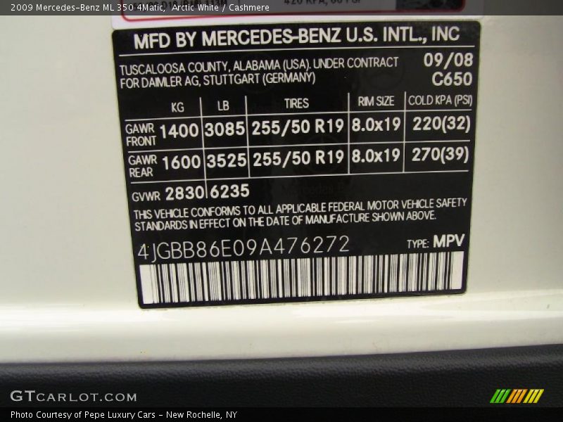 Arctic White / Cashmere 2009 Mercedes-Benz ML 350 4Matic