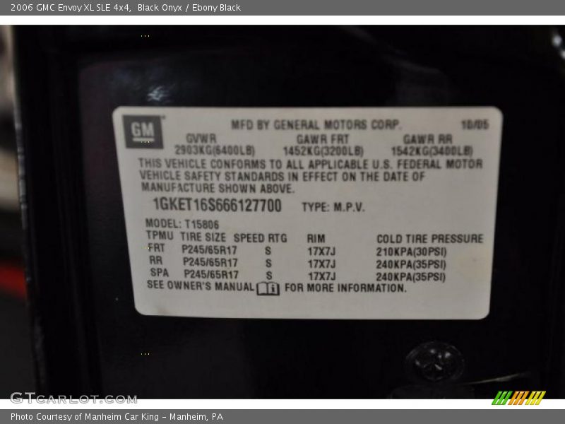 Black Onyx / Ebony Black 2006 GMC Envoy XL SLE 4x4