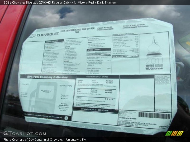  2011 Silverado 2500HD Regular Cab 4x4 Window Sticker