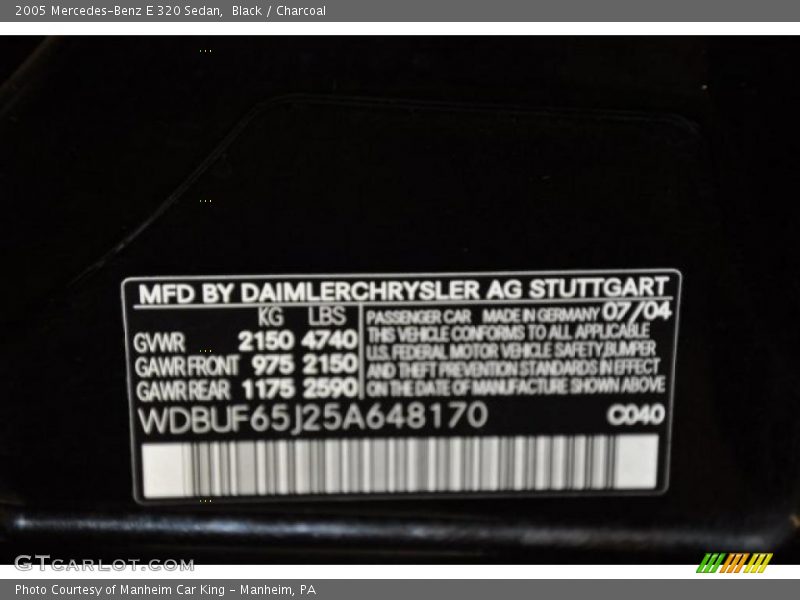 Black / Charcoal 2005 Mercedes-Benz E 320 Sedan