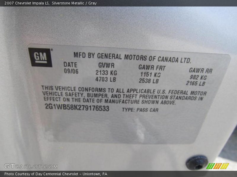 Silverstone Metallic / Gray 2007 Chevrolet Impala LS