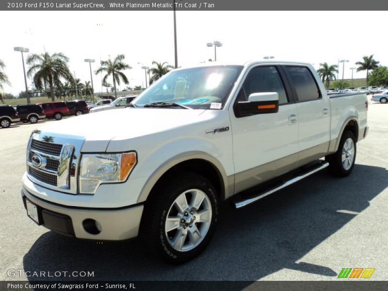 White Platinum Metallic Tri Coat / Tan 2010 Ford F150 Lariat SuperCrew