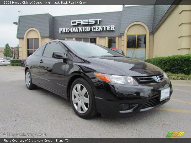 Nighthawk Black Pearl / Gray 2008 Honda Civic LX Coupe