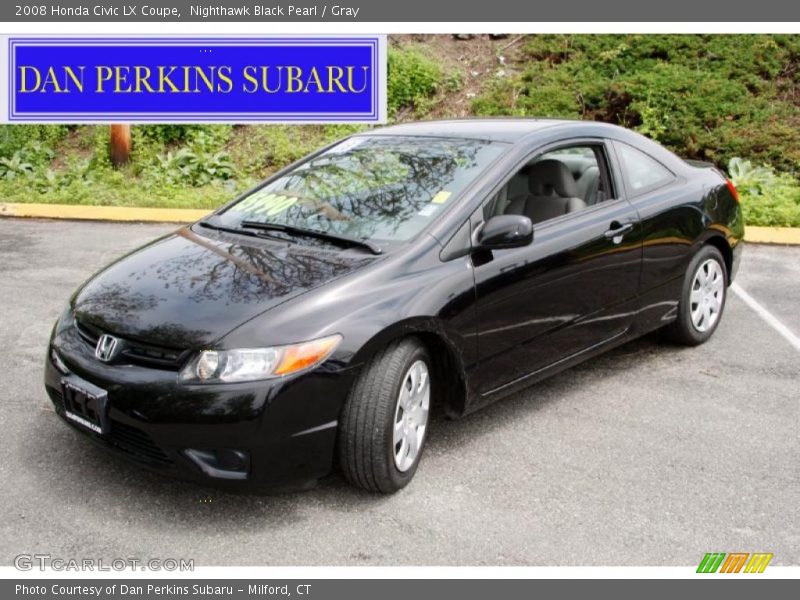 Nighthawk Black Pearl / Gray 2008 Honda Civic LX Coupe
