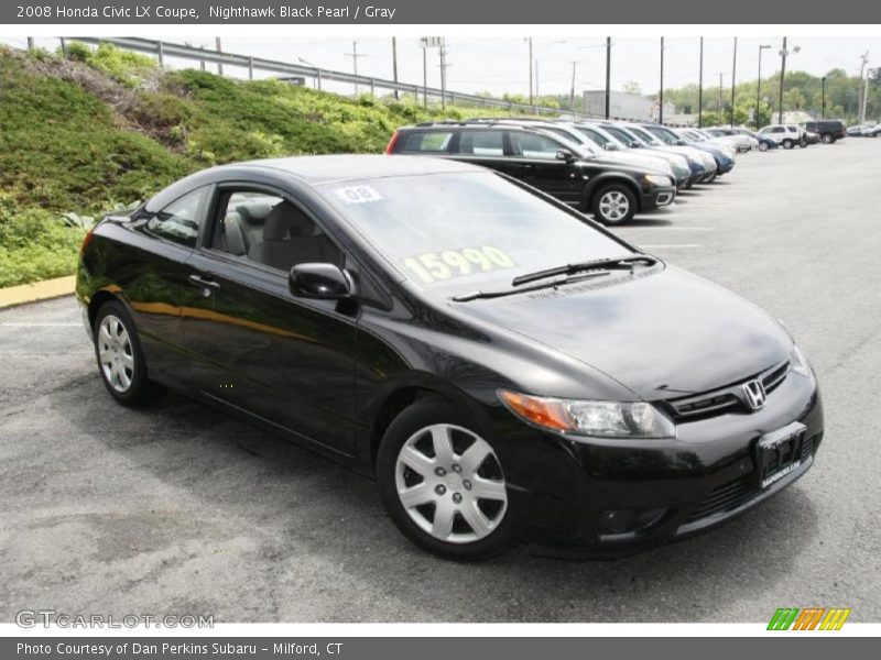 Nighthawk Black Pearl / Gray 2008 Honda Civic LX Coupe