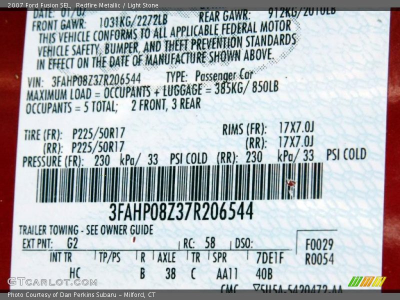 Redfire Metallic / Light Stone 2007 Ford Fusion SEL