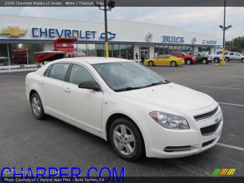 White / Titanium Gray 2008 Chevrolet Malibu LS Sedan