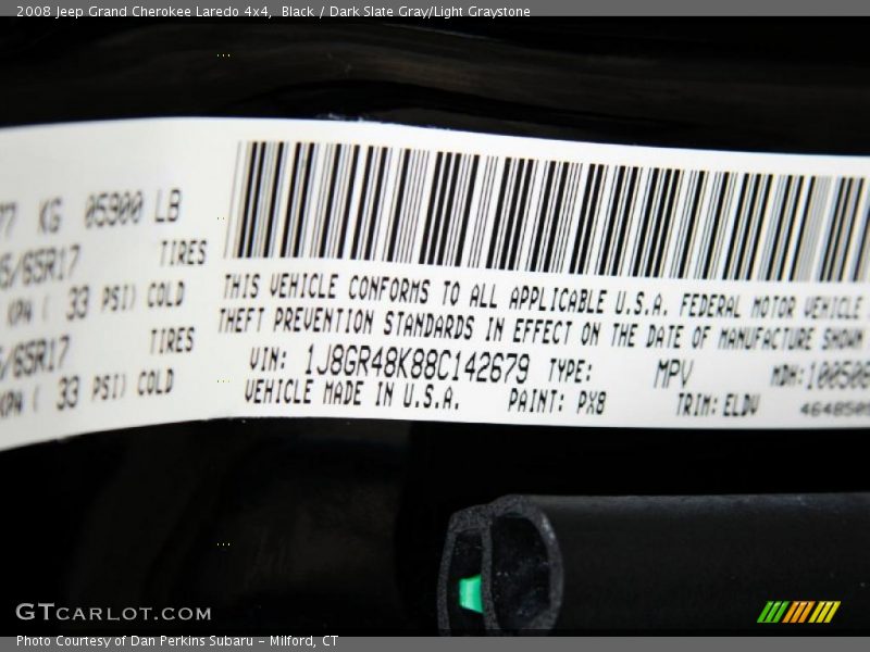 Black / Dark Slate Gray/Light Graystone 2008 Jeep Grand Cherokee Laredo 4x4