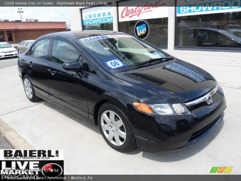 Nighthawk Black Pearl / Gray 2008 Honda Civic LX Sedan