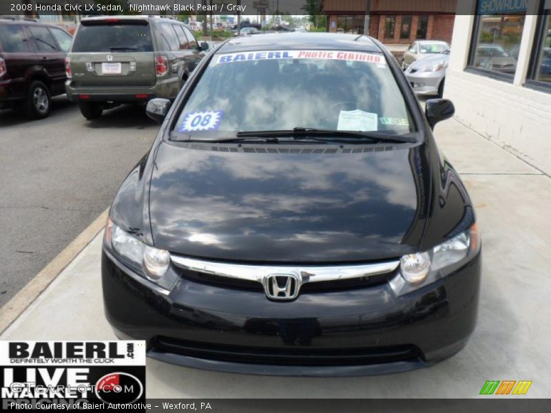 Nighthawk Black Pearl / Gray 2008 Honda Civic LX Sedan