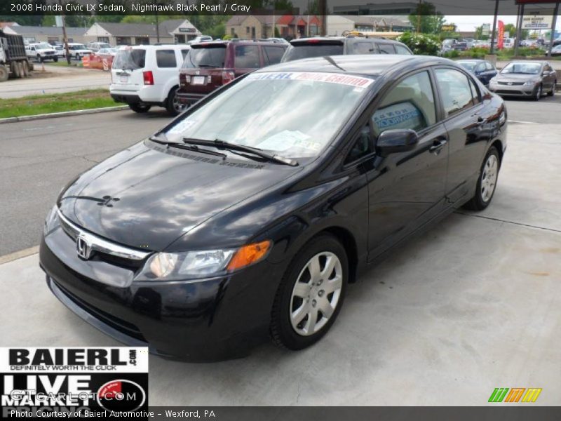 Nighthawk Black Pearl / Gray 2008 Honda Civic LX Sedan