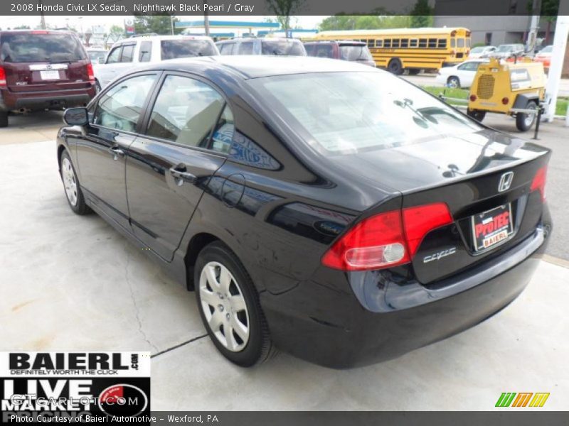 Nighthawk Black Pearl / Gray 2008 Honda Civic LX Sedan