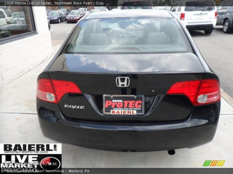 Nighthawk Black Pearl / Gray 2008 Honda Civic LX Sedan
