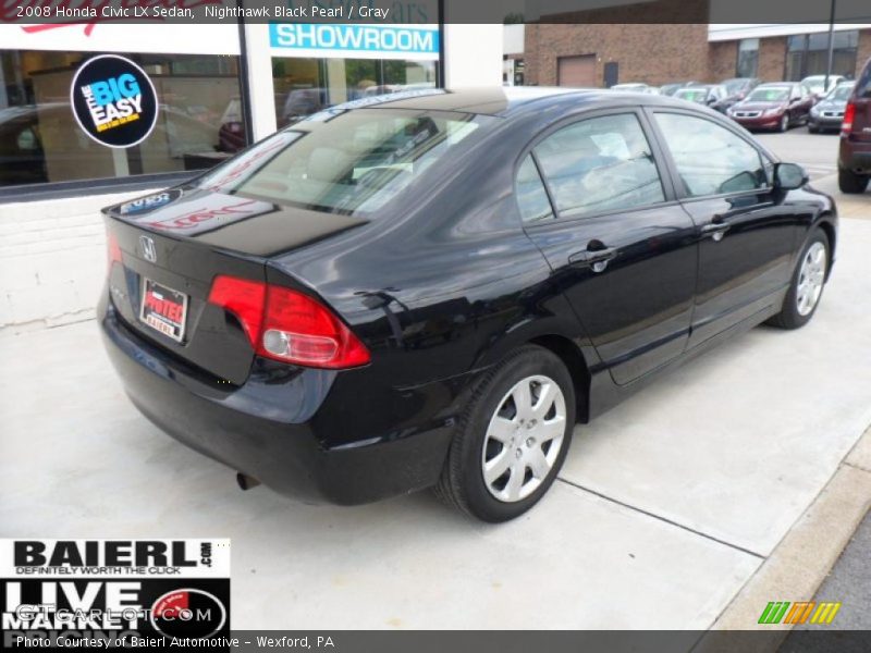 Nighthawk Black Pearl / Gray 2008 Honda Civic LX Sedan
