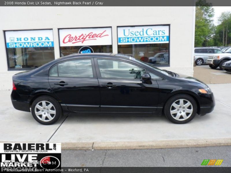 Nighthawk Black Pearl / Gray 2008 Honda Civic LX Sedan
