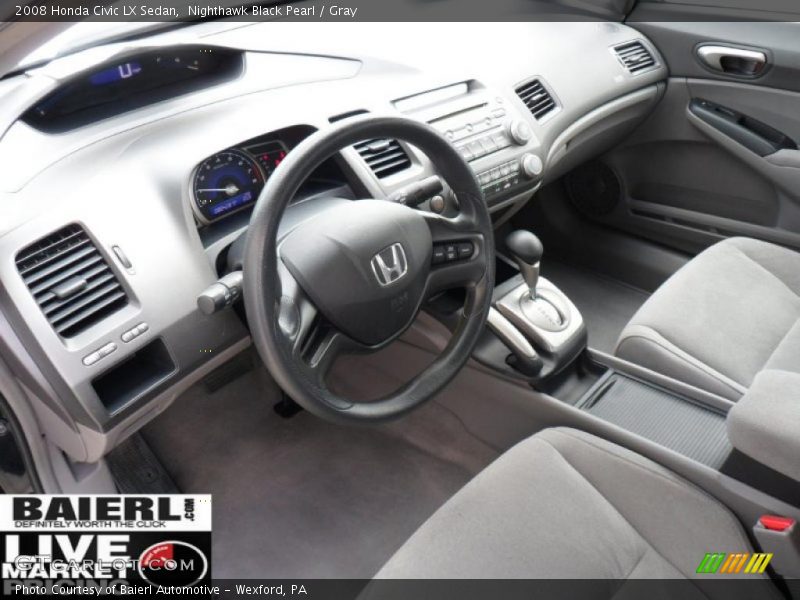 Nighthawk Black Pearl / Gray 2008 Honda Civic LX Sedan
