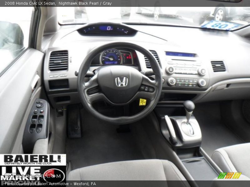 Nighthawk Black Pearl / Gray 2008 Honda Civic LX Sedan