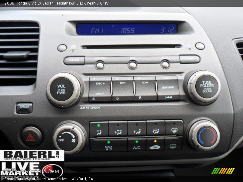 Nighthawk Black Pearl / Gray 2008 Honda Civic LX Sedan