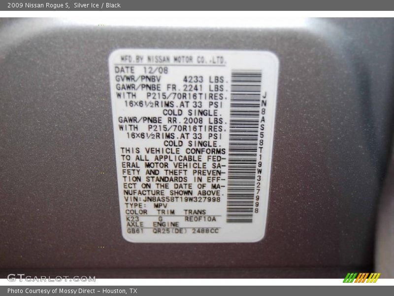 Silver Ice / Black 2009 Nissan Rogue S