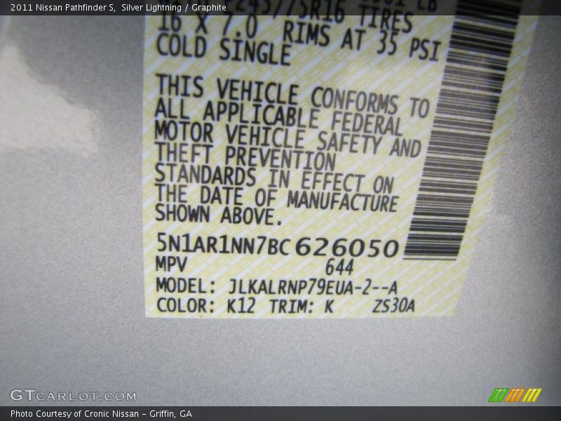 Silver Lightning / Graphite 2011 Nissan Pathfinder S