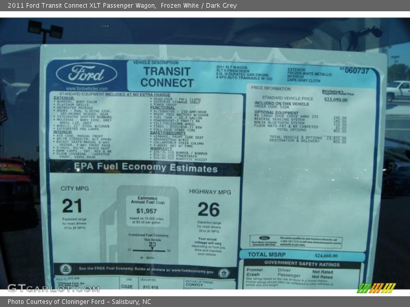  2011 Transit Connect XLT Passenger Wagon Window Sticker
