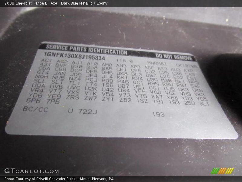 Dark Blue Metallic / Ebony 2008 Chevrolet Tahoe LT 4x4